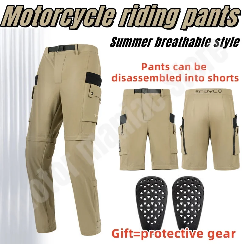 

SCOYCO Motorcycle Summer Riding Pants Breathable Safe Reflective Racing Pants with Protective Gear Anti Fall Thin Casual Pants