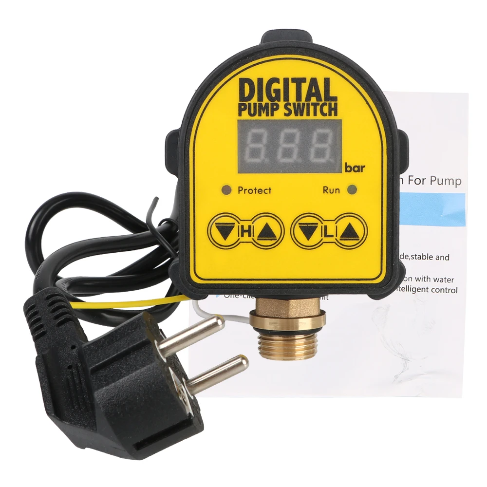 For Water Pump On/OFF 220V Digital Automatic Air Pump Pressure Controller Switch 0-10 Bar 1/2'' interface Water Oil Compressor image 4