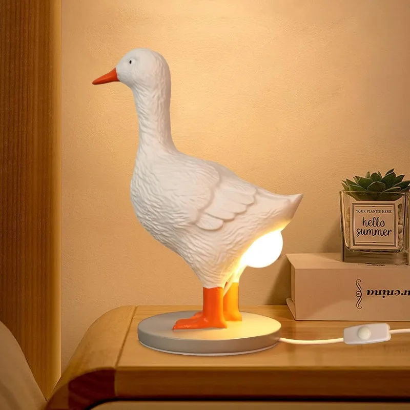 Duck Laying Egg Lamp Resin Ornament Duck Night Light Table Lamp Warm Lighting Glowing Home Decoration for Living Room Children\'s