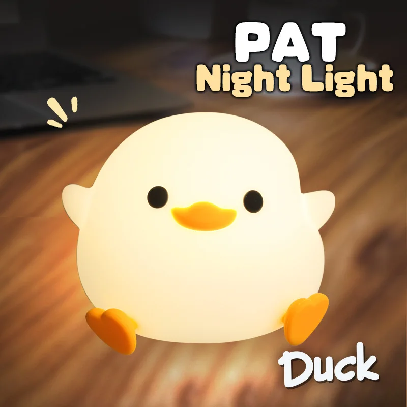 Cute Duck Night Light Silicone Material Touch Sensor USB Charging Birthday Gift Holiday Gift Bedlight