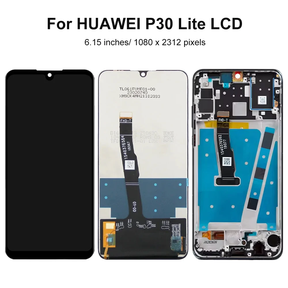 Zespół ekranu LCD P30 Lite do wyświetlacza LCD Huawei P30 lite MAR-LX1M MAR-AL00 z ekranem dotykowym i częścią zamienną ramki