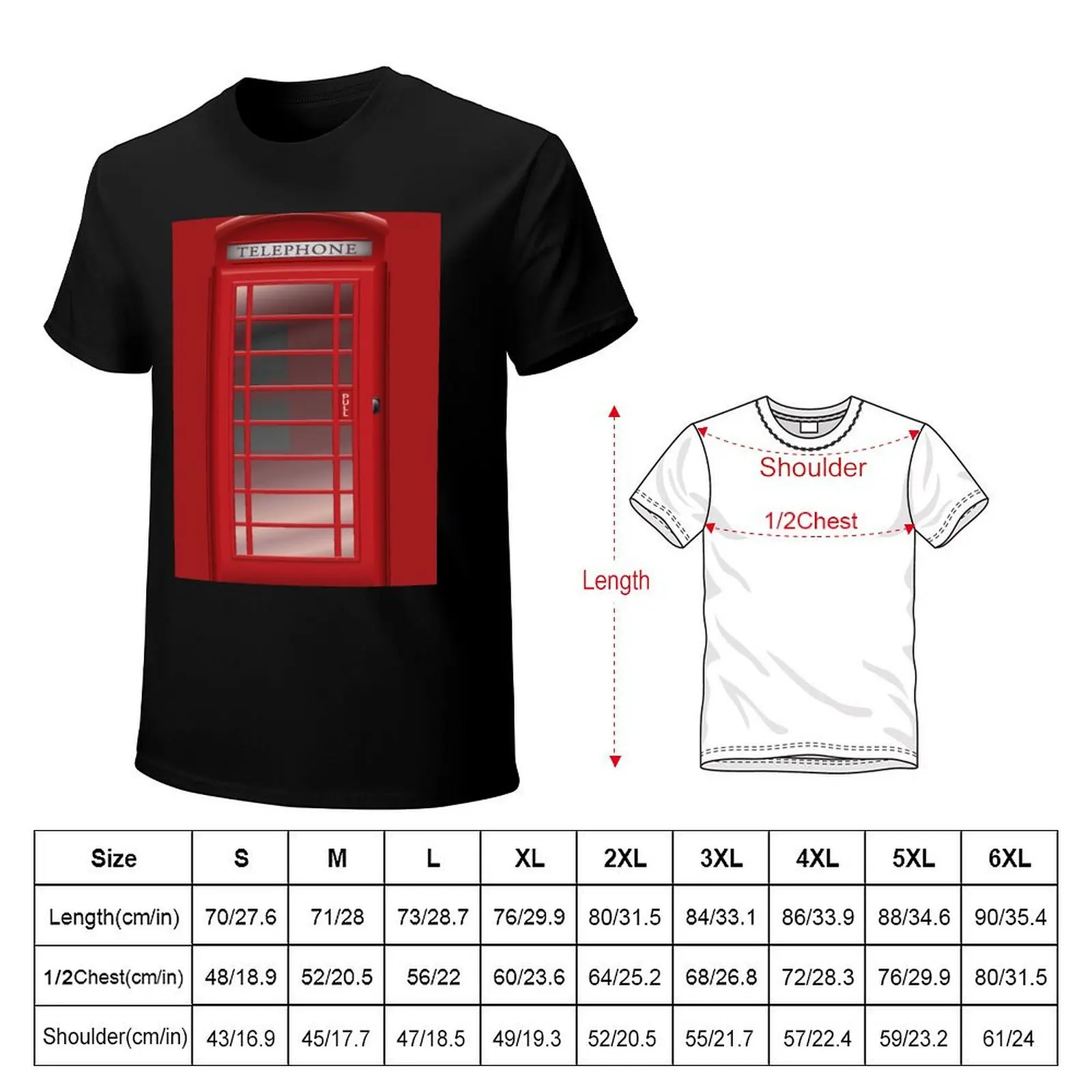 London Red Phone Booth Box T-Shirt Casual Everyday Short Sleeve T-Shirt