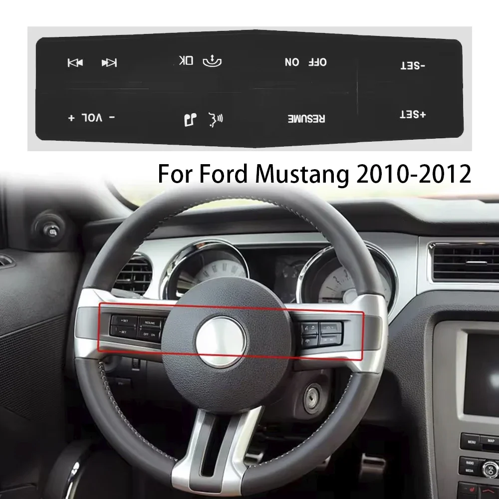 1Pc Auto Steering Wheel Control Button Repair Decals Stickers Car Interior Decor Accessories Black for Ford Mustang  2010-2012