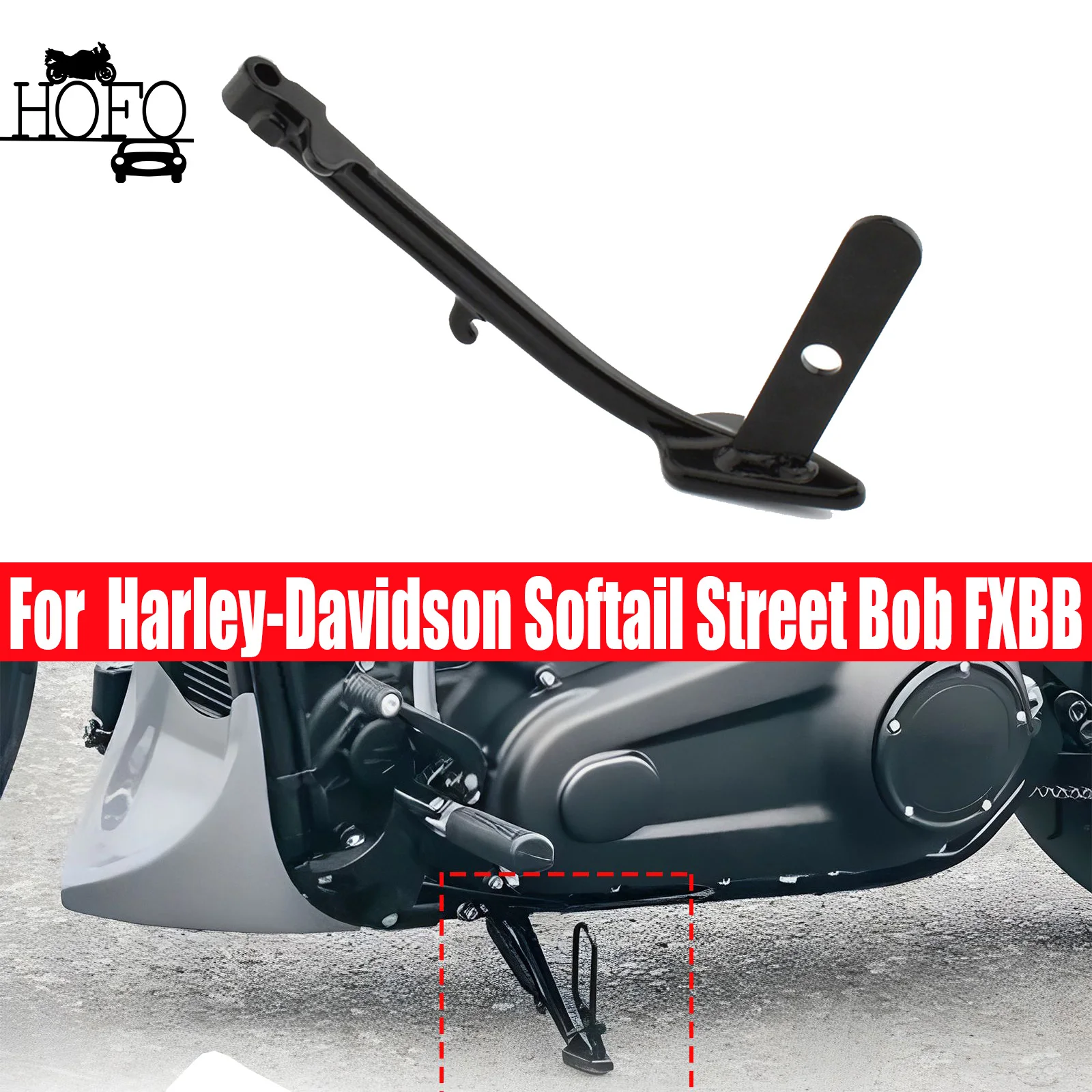 Motorcycle Black Side Jiffy Kick Stand For Harley-Davidson Softail Standard FXST Street Bob FXBB Heritage Classic FLHC