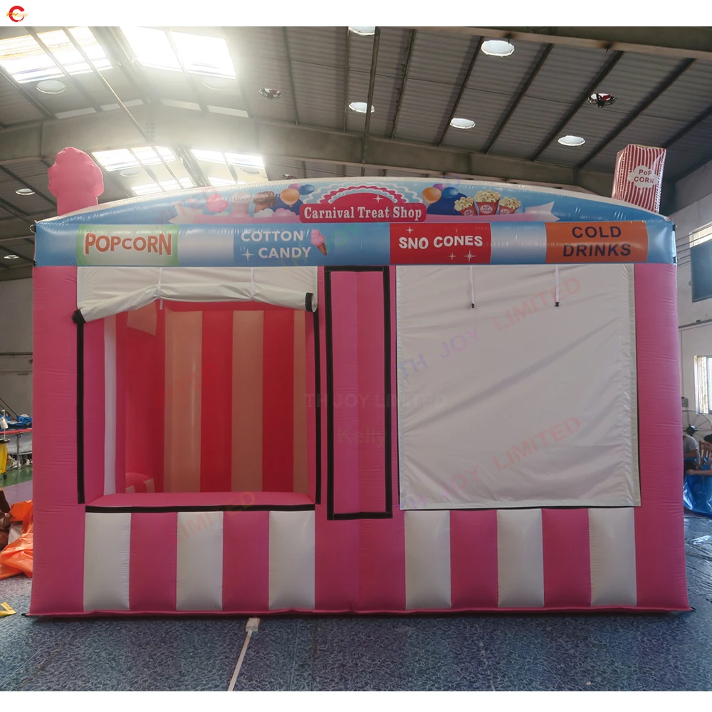 Free Air Shipping! 5x3x3.5mH Inflatable Snack Booth Food or Ticket Selling Carnival Treat Shop Candy Cabin Tent for Sale