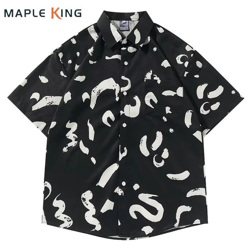 

Janpanese Streetwear Mens Harajuku Shirts Moda Masculina 2024 Summer Fashion Print Holiday Beach Shirt Men Cardigan Blusas Tops