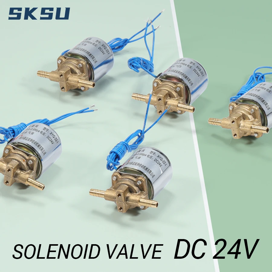 SKSU Brass Solenoid Valve DC24V 0-0.6Mpa Normally Closed Electric Solenoid Valve for Water Gas Oil 