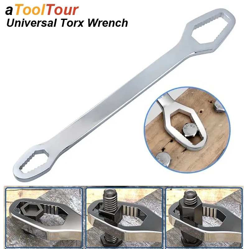 

Universal Torx Wrench Double Head Ended Board Adjustable Torx Self-tightening Spanner Multi-purpose Hand Tool Car Riding Repair