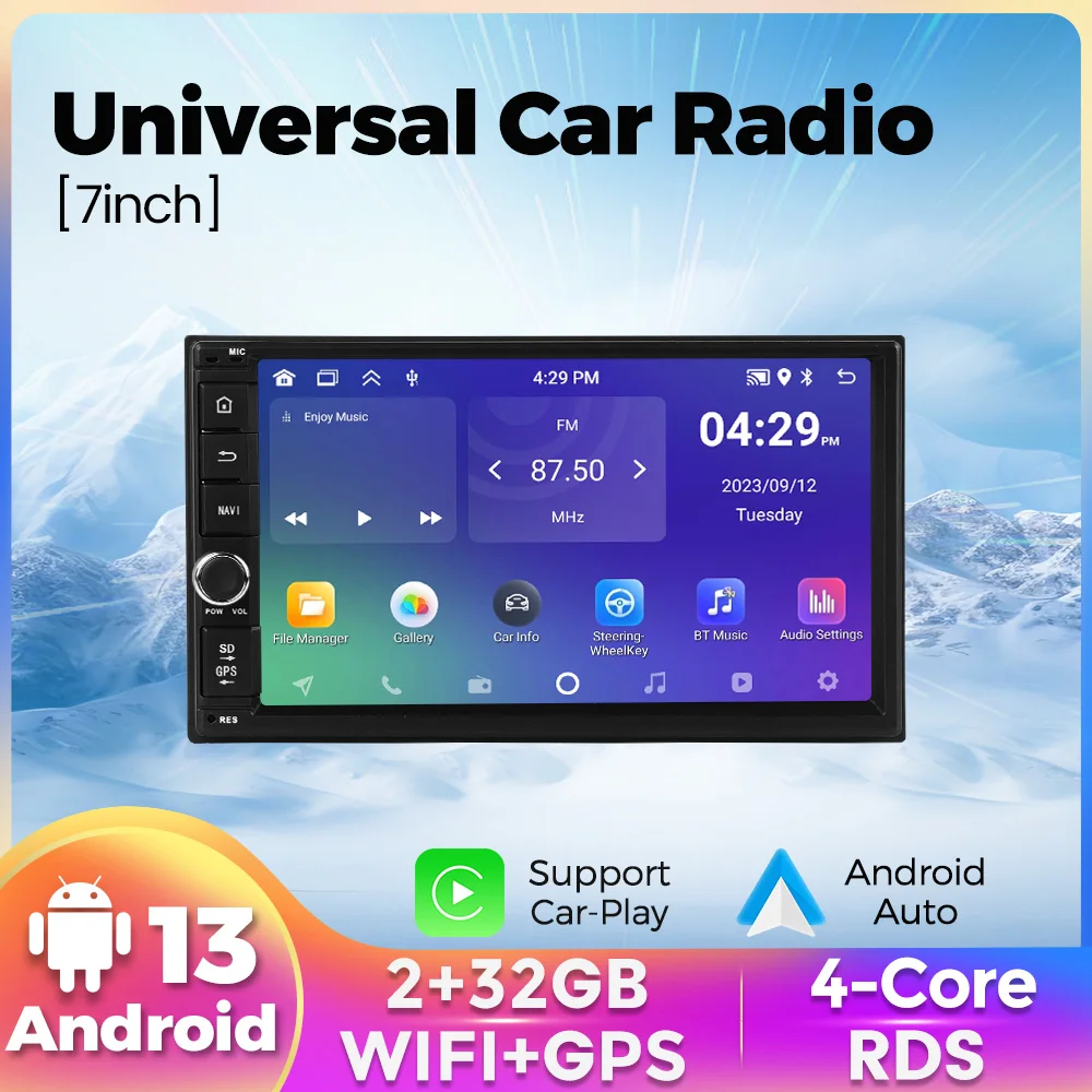 

2 Din 7" GPS Navigator Carplay Android Auto Car Radio MP5 Player IPS Screen Automotive Multimedia WiFi FM Stereo Receiver Audio