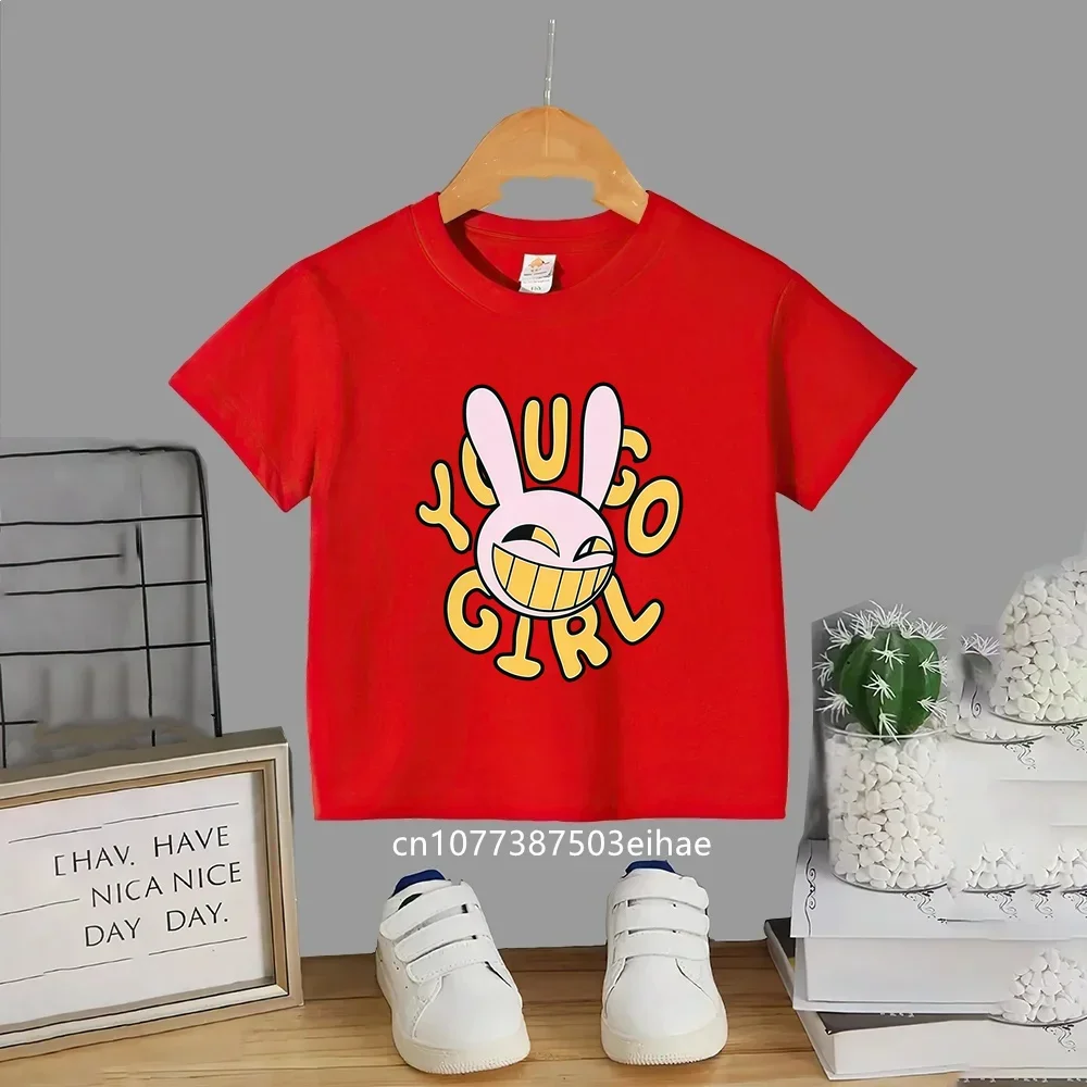 Boys Girls The Amazing Digital Circus Cotton Tshirt, Anime Character Print Short Sleeve Tees, Summer Casual Wear Birthday Gift