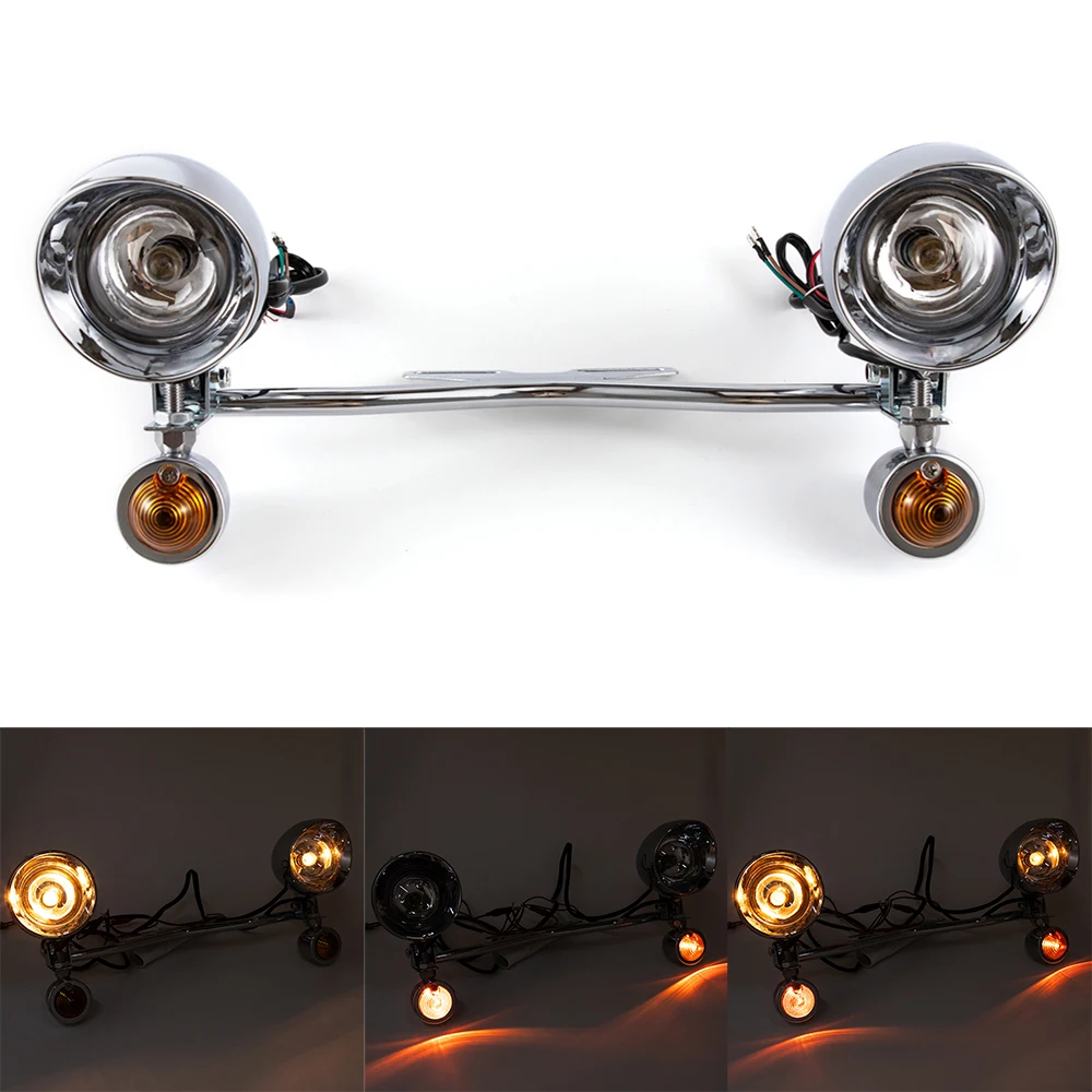 Motorcycle Passing Turn Signal Driving Fog Spot Light Bar Headlight For Honda VT VTX Shadow For Kawasaki Suzuki Auxiliary Lamp