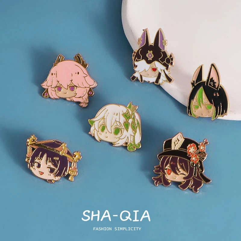 Genshin Impact ambitus Hu Tao Yae Miko Cyno Balladeer Tighnari Nahida colleagues brooch cartoon 3cm metal badge High Quality