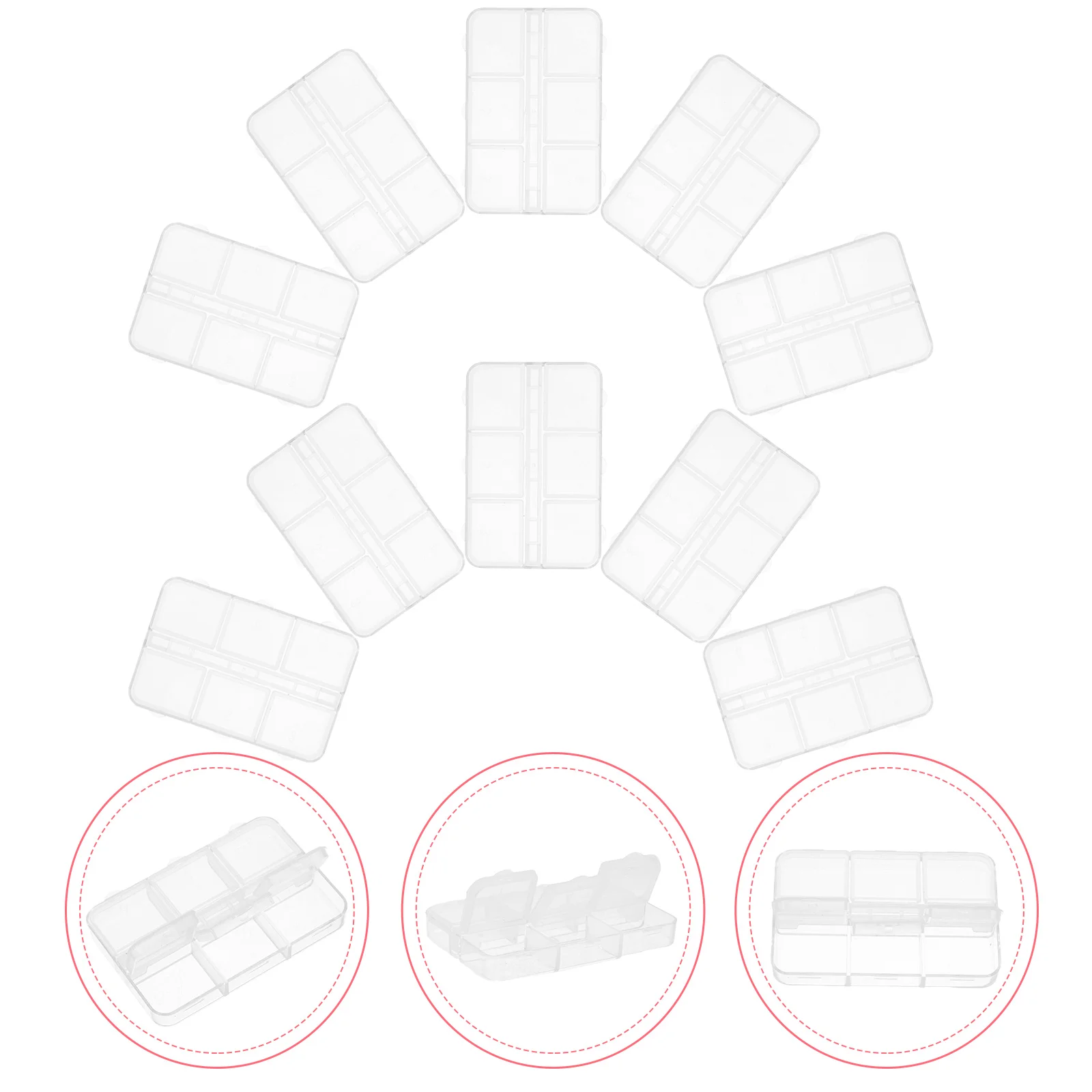 

10 Pcs Nail Storage Box Beads Case Painting Household Container Small Grids Plastic Multi-grid Charm Boxes