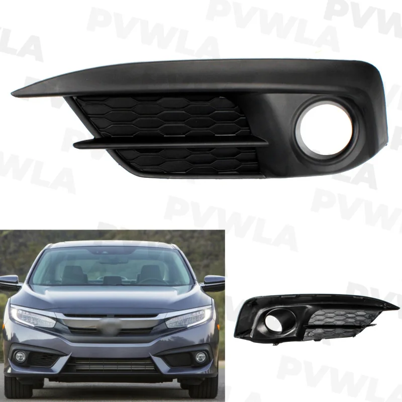 

For Honda Civic 2016 2017 2018 Left Side Fog lamp frame Front Bumper Fog Lamp Light Grille Cover