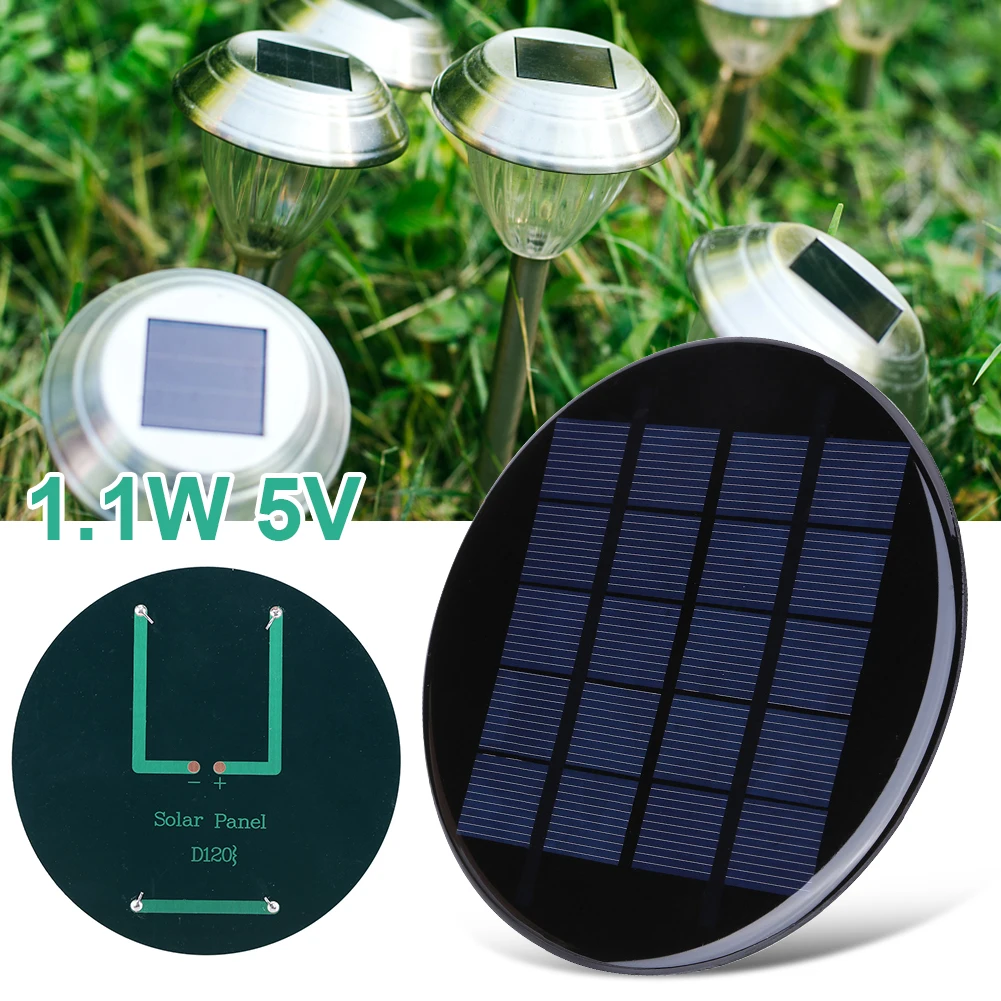 1.1W 5V Solar Cell Panel Mini Round Solar Charging Panel Battery Charger Phone Power Bank for 3.7-5V Solar /Light