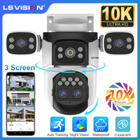 LS VISION 20MP 10X Zoom Three Screens WiFi IP Camera Wireless Outdoor 10K Four Lens PTZ Human Auto Tracking Surveillance Cameras
