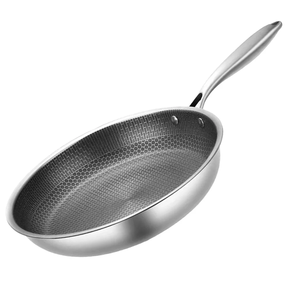 

Stainless Steel Wok Small Frying Pan for Eggs Skillet Bakeware Cooker Fried Baking Dish