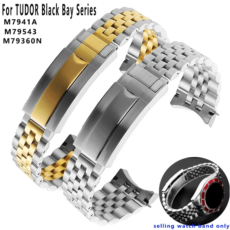 20 21 22 مللي متر جودة عالية الفولاذ المقاوم للصدأ حزام (استيك) ساعة ل تيودور بلاك باي سلسلة M7941A الأحمر درع 41 مللي متر الرجال استبدال حزام ساعة اليد