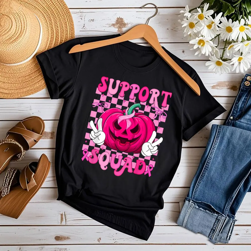 

Футболка с тыквой и раком молочной железы для мужчин, женщин и детей, хлопковая повседневная дышащая футболка Camisetas с круглым вырезом