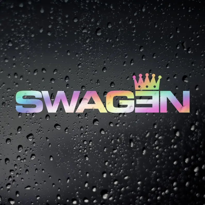 

Swagen Oil Slick Chrome Car Sticker - Euro DUB Laptop Decal Campervan Golf Stance Air Ride Surf Skate