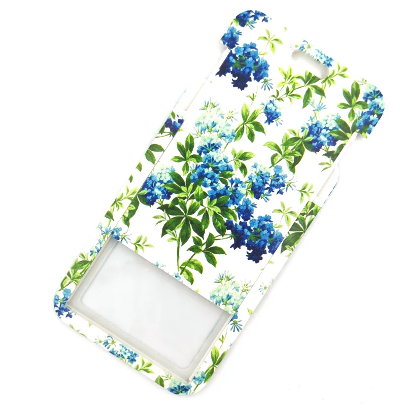 Blauw Groene Bloemen Id Intrekbare Badge Houder Reel Id Badge Houder Clip Sleutelhanger Voor Naam Card Sleutelhanger Verpleegkundige Werk decoratie