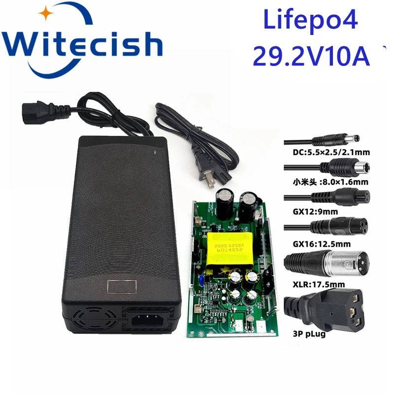 

Witecish Battery Charger 8S 24V 10A 29.2V Lifepo4 LFP 24V RV Iron Phosphate Energy Storage Fast Charger XT60 fan clip