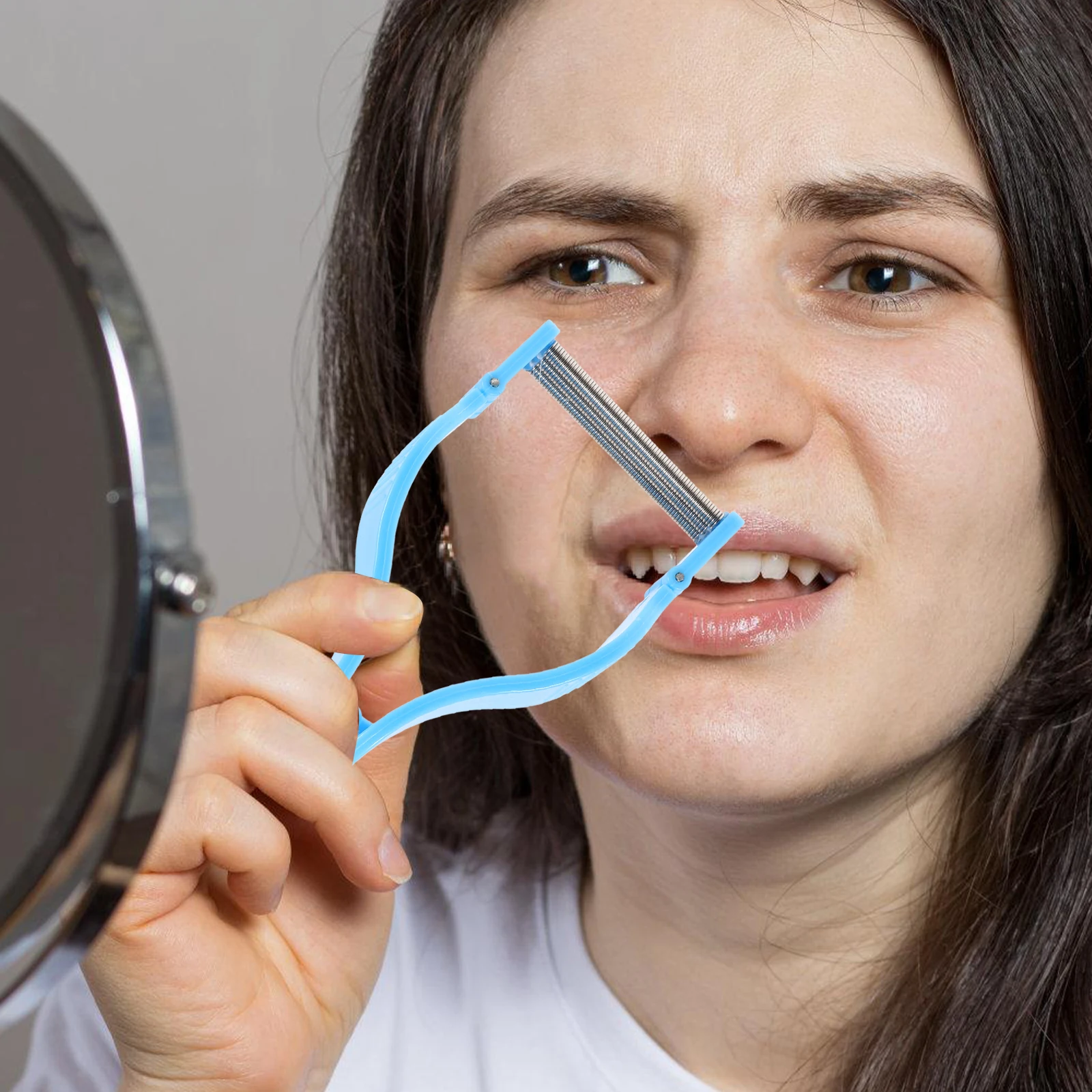 

Portable Facial Removal Spring Facial Hair Removal Female Blue Women Face Epilator Lip Chin Mustache Remover Tool