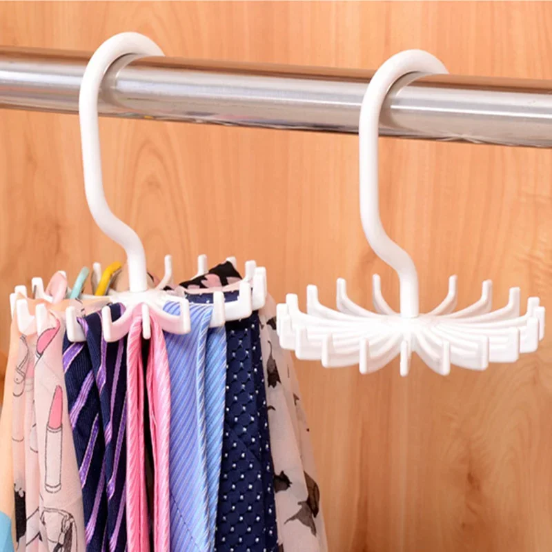 Rotating Hook Holder Rack Storage Hanger Tie Belt Hanger Space Saver Rotate Scarf Holder Closet Organization Organizador Armario