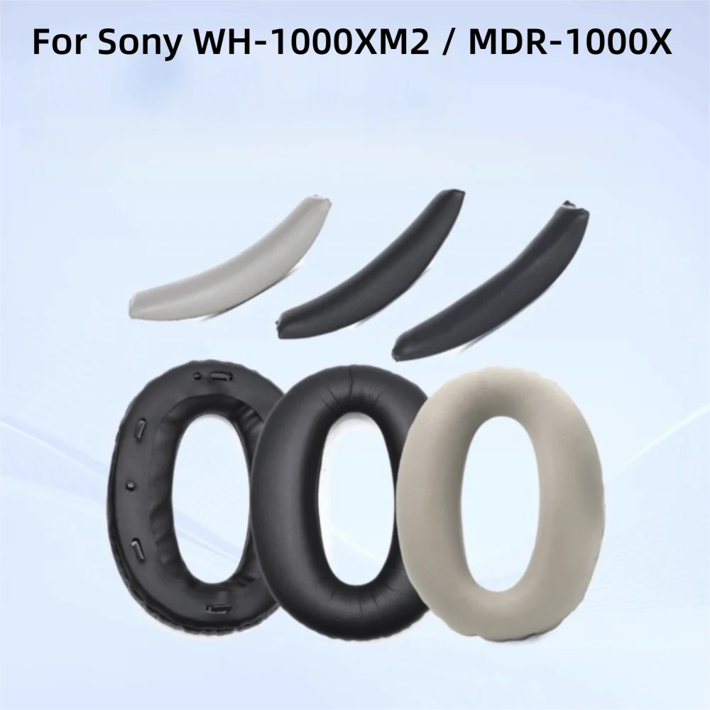 1 Paar Ersatz-Kopfhörer-Ohrpolster aus Proteinleder und Schafsleder, Kopfhörer-Kopfbandabdeckung für Sony WH-1000XM2 / MDR-1000X