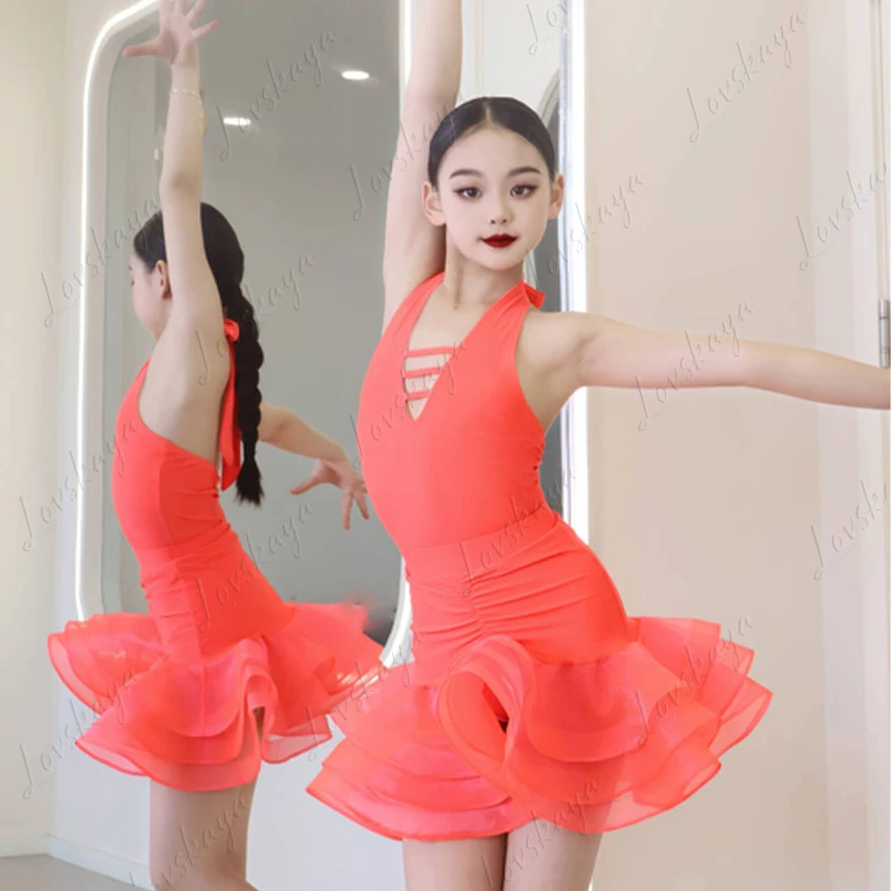 Lateinische Tanzkostüme für Mädchen, Performance-Kostüme für Kinder, neue Stile für Herbst und Winter, Trainings-Outfits für Mädchen