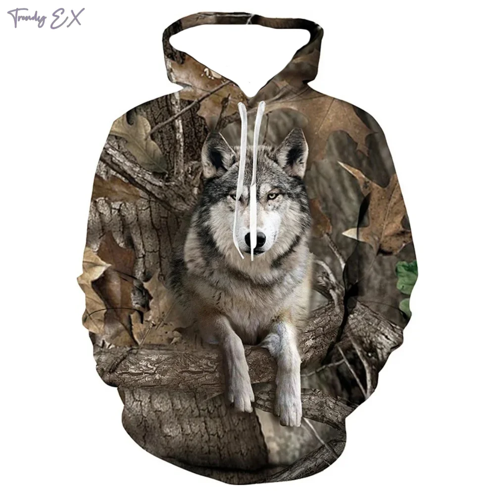 

New in Sweatshirts 3D Animal Print Outdoors Sports Men's Hoodies Tops Harajuku Kangaroo Pocket Long Sleeve Autumn Mens Clothing