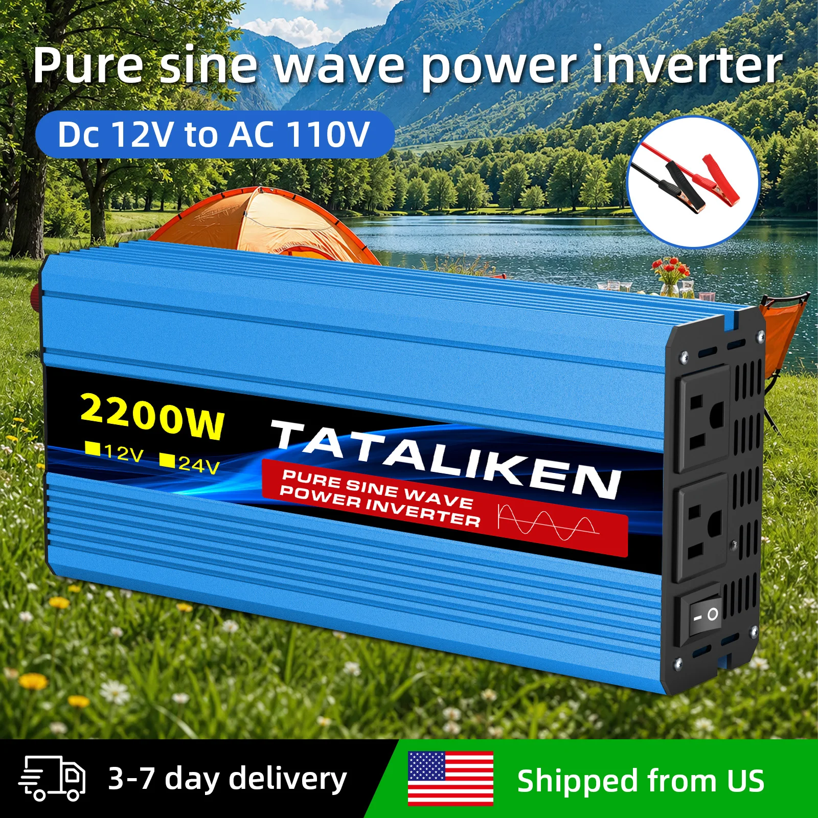 Pure Sine Wave Power Inverter DC12V To AC110V 60HZ 1000W 1600W 2200W 2500W 3000W 3500W 4000W Voltage Converter for RV Camping Home Emergency