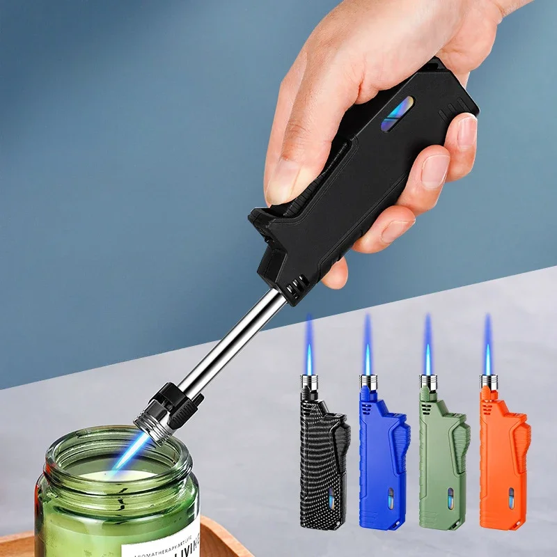 Scalable Rod Butane Torch Lighter Visible Gas Window Inflatable Windproof Lighter Outdoor Camping Lighter Gadgets for Men