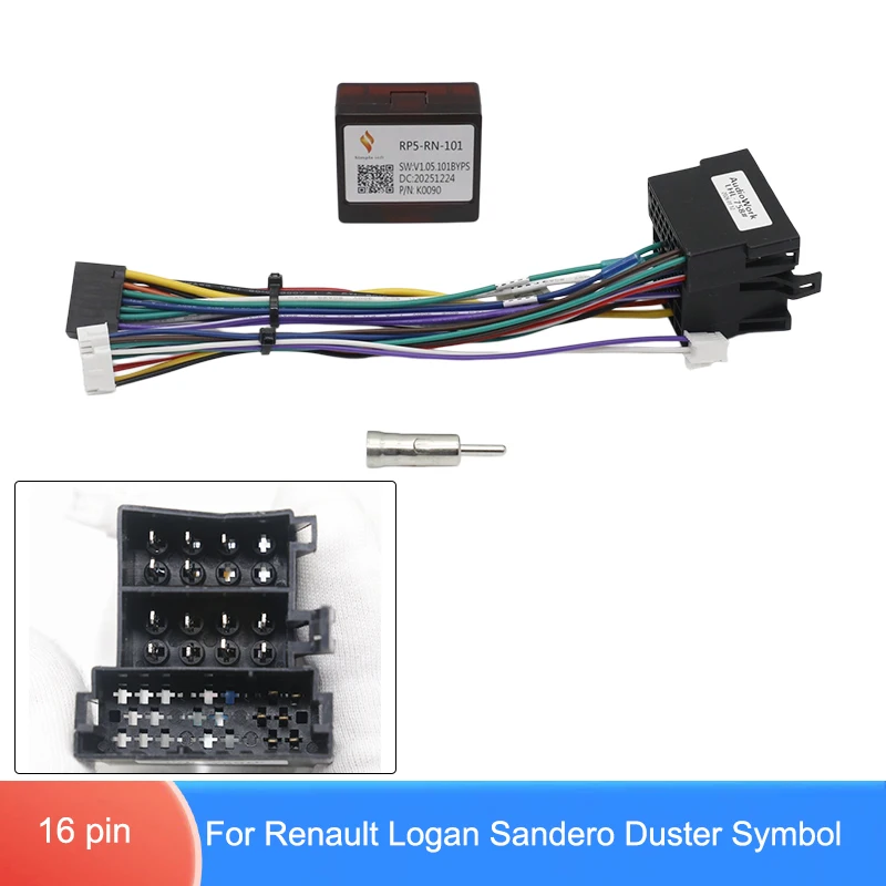 Arnés de Cableado para Radio de Auto de 16 Pines para Renault Logan, Sandero, Duster, Symbol, Cable Adaptador CANBUS para Instalación de Estéreo Android