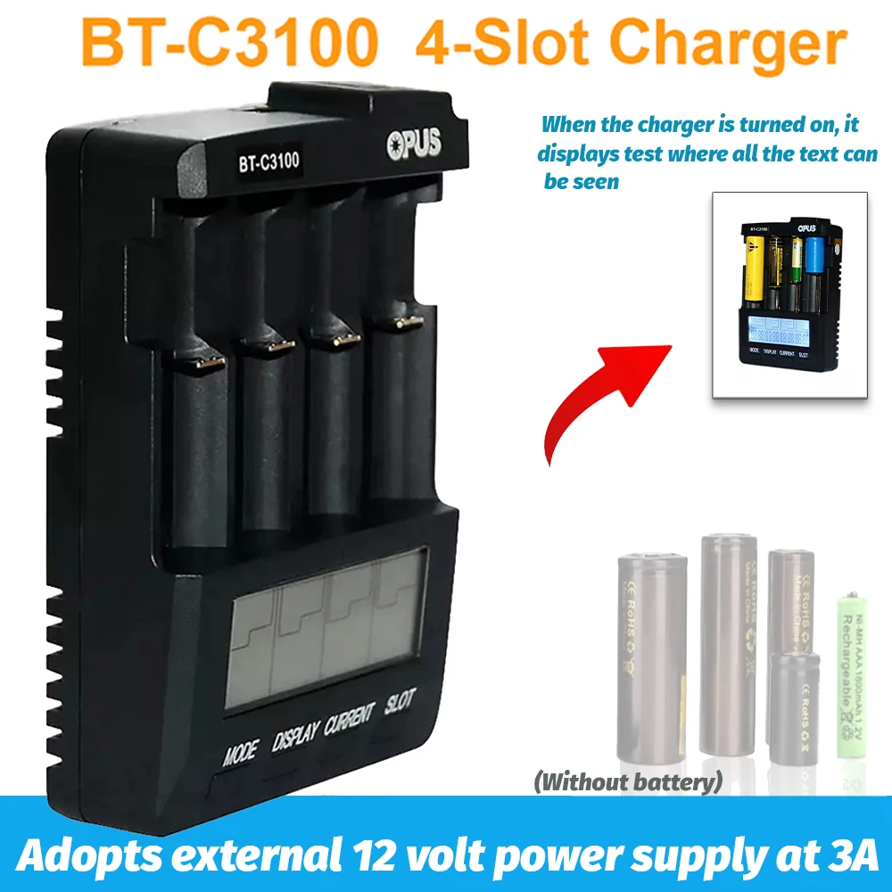 

Smart Battery Charger Accessories & Parts New OPUS BT-C3100 V2.2 Universal Four Slots LCD Screen Replenisher Smart Rechargeable