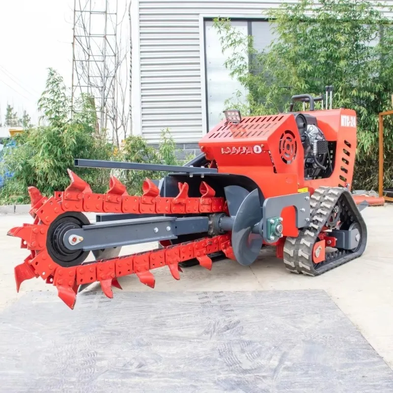 Hydraulic Diesel Trencher Machine Mini Walk-behind Crawler Chain Trencher Farmland Irrigation Digging Tool for Irrigation