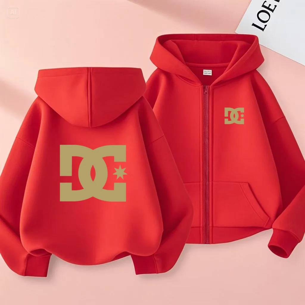 Sweat-shirt à capuche pour enfants, Cardigan pour garçons et filles de 3 à 12 ans, manteau de sport à manches longues, Style fermeture éclair, mode, lettres élégantes, haut ample décontracté