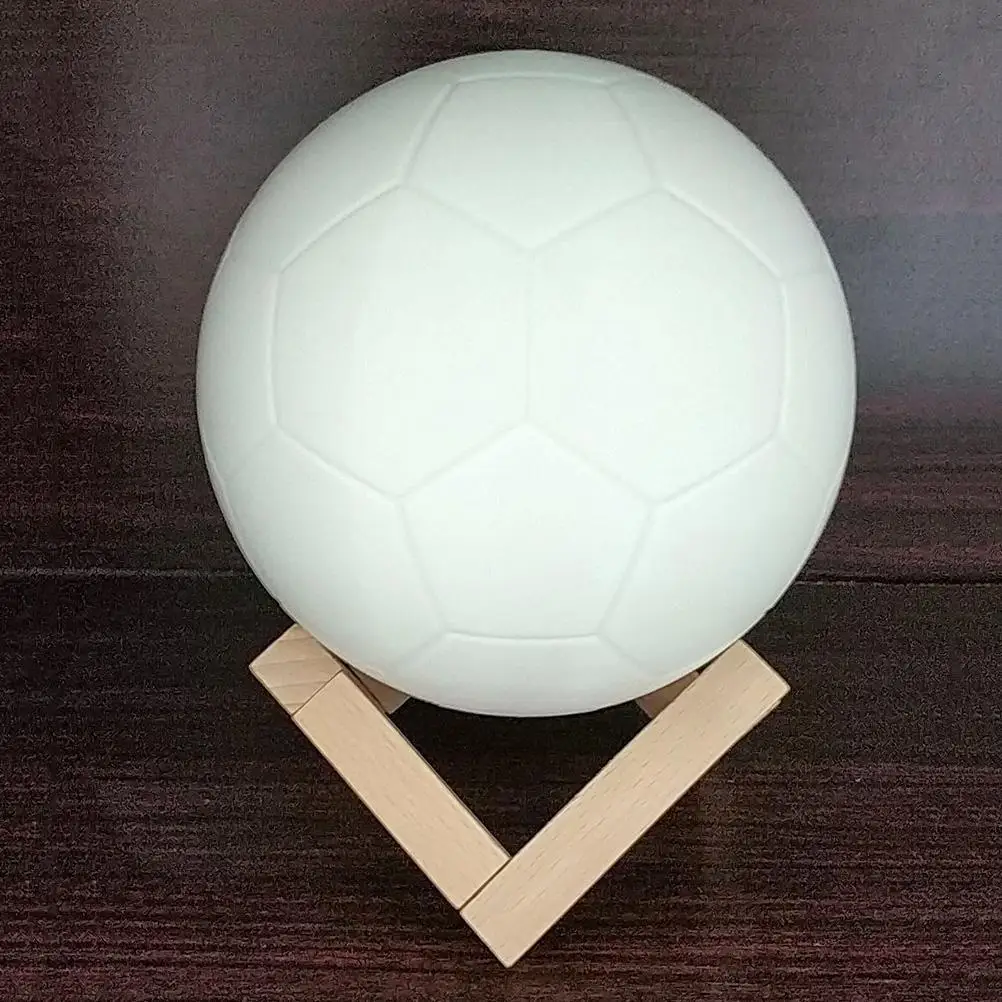 LED ナイトライト 3D プリント フットボール ランプ タッチ コントロール USB 充電ライト 10cm (コールド ホワイトとウォーム ホワイト)