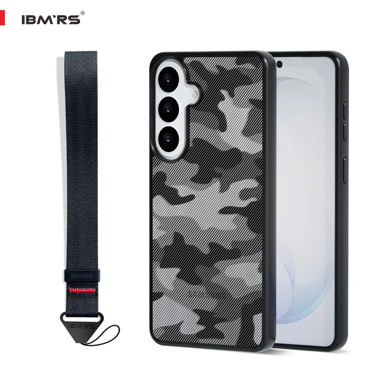 

IBMRS Camo Case for Samsung Galaxy S26+, with Wrist Strap, PC+TPU Dual Layer Shockproof Cover
