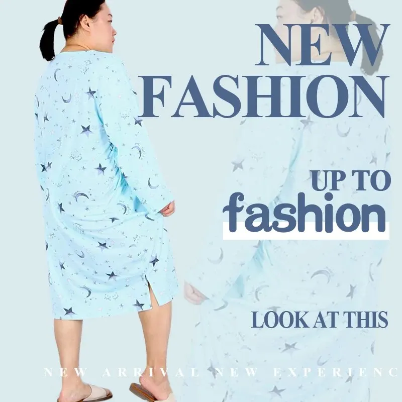 New Loose Pajamas Long-Sleeved Nightgown Cute Cartoon Printing Skirt Pajama Set Home Wear Slim Pajama Set