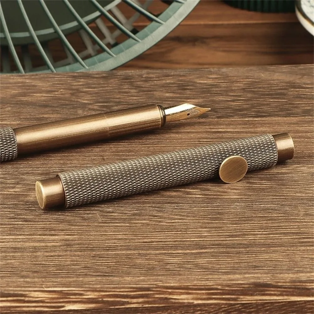 Portable EF/F/Bent Brass Fountain Pen Metal Stationery Mini Writing Pen Ink Pen Retro Fountain Pen