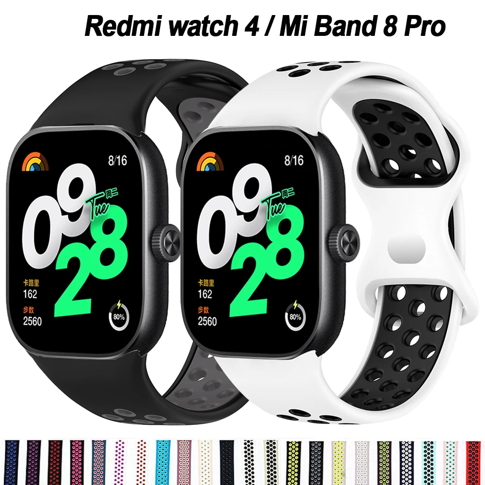 

Sport Silicone strap for Redmi Watch 4 band Accessories Replacement Breathable watchband correa Bracelet for Xiaomi miBand 8 Pro