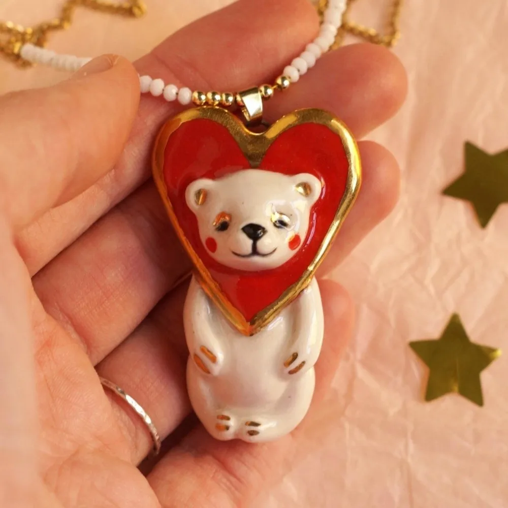 Rabbit Cartoon Circus Animal Sweater Chain Vintage Copper Childishness Necklace Beads Adorable Clavicle Necklace Daily Wear