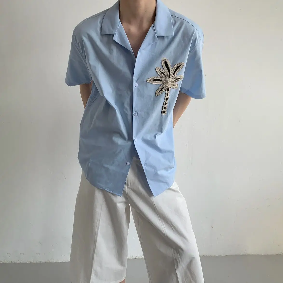 

2025 summer new men's printed short-sleeved shirt retro fashion loose casual versatile trendy shirt men's clothing