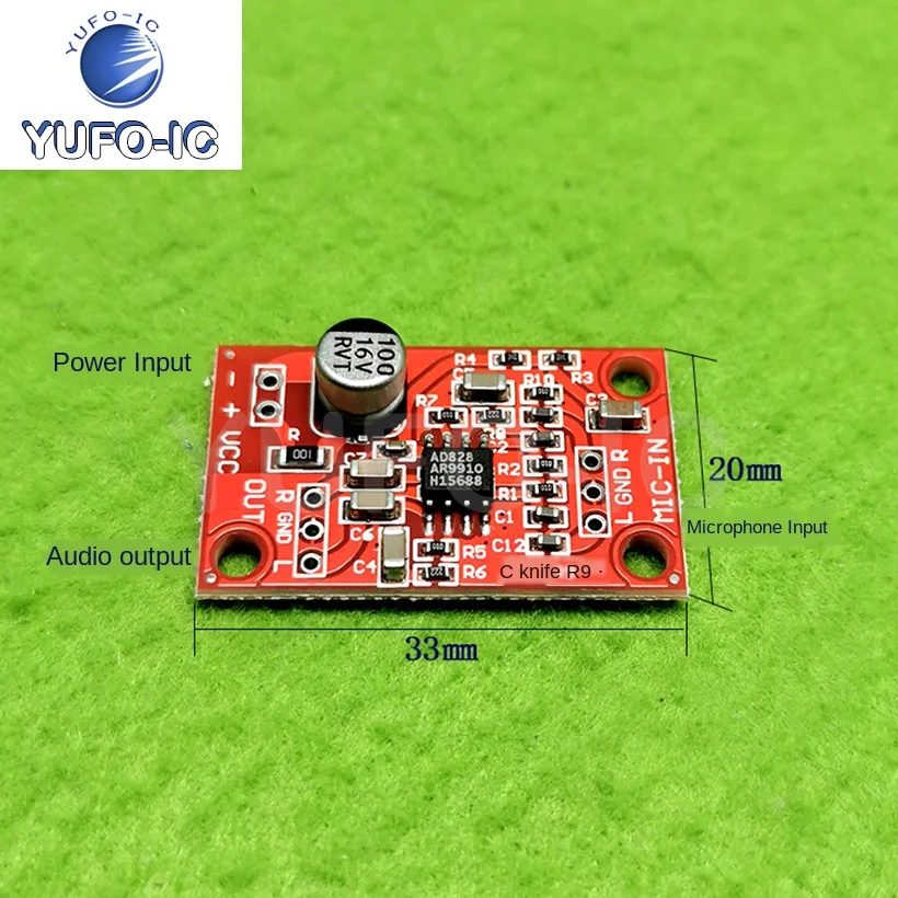 1PCS Ad828 Stereo Moving Coil Microphone Front Amplifier Board Amplifier Module Audio Amplifier DIY Modification Accessories