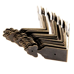20Pcs Antique Bronze Decorative Jewelry Box Wood Case Feet Leg Corner Protector Decorative Furniture Leg Corner Guard with Nails