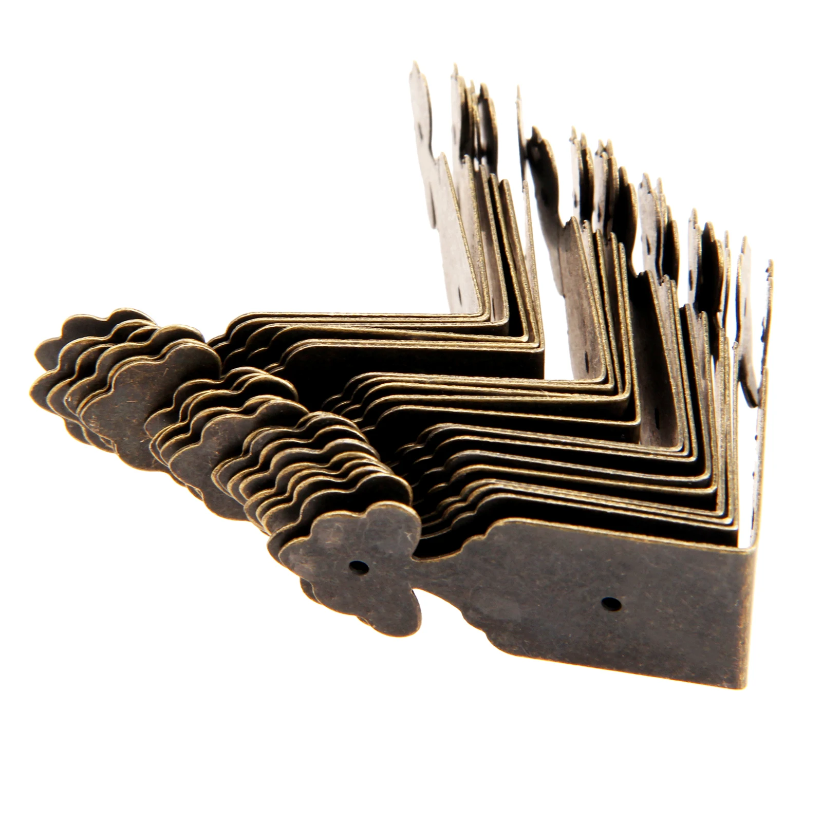 20Pcs Antique Bronze Decorative Jewelry Box Wood Case Feet Leg Corner Protector Decorative Furniture Leg Corner Guard with Nails