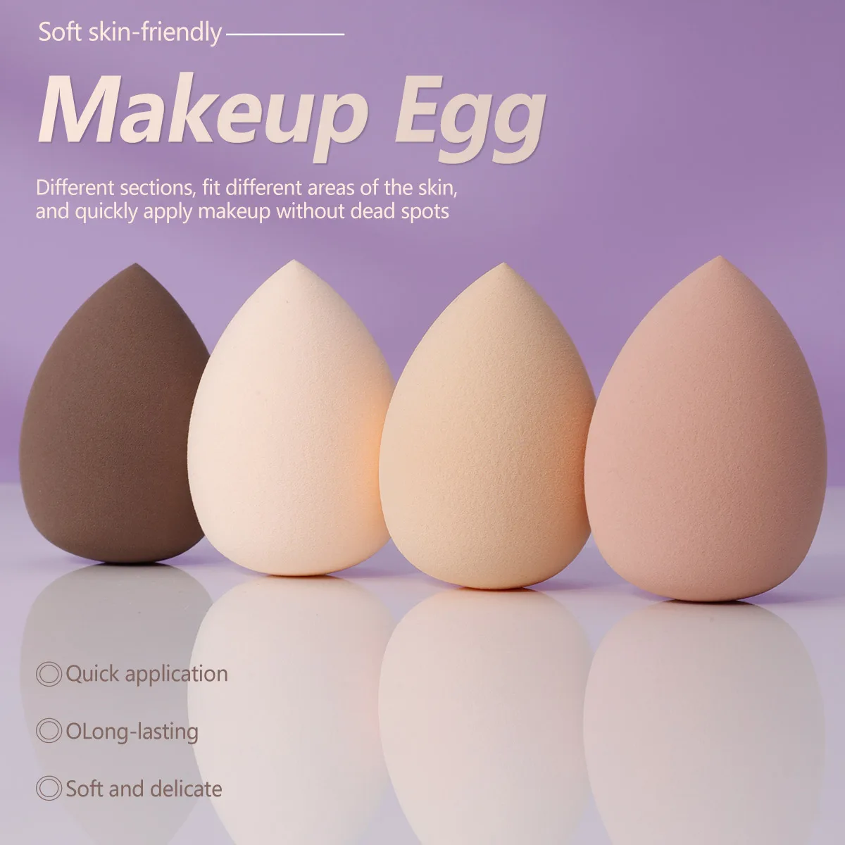 4 confezioni di uova di bellezza a goccia d'acqua bagnate e secche senza polvere, strumenti di bellezza per il trucco a contatto con acqua in un grande uovo di bellezza
