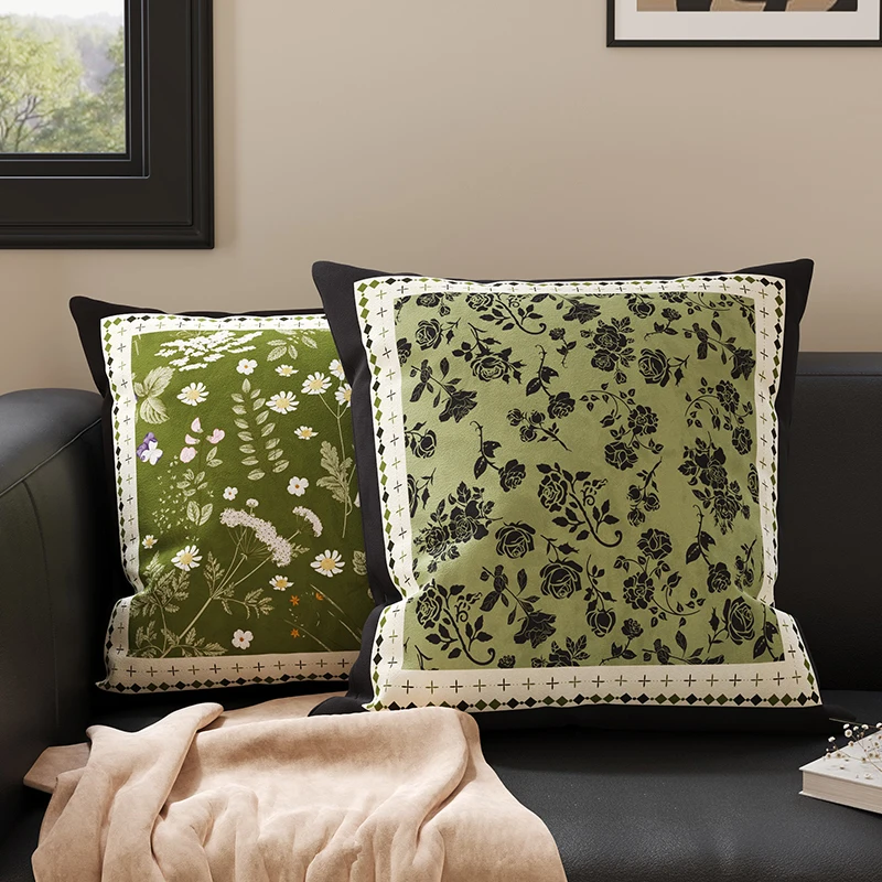 2026 New Vintage Sofa Pillowcase Living Room Bedroom Detachable Washable Backrest Cushion Cover Home Decor Square PP Cotton