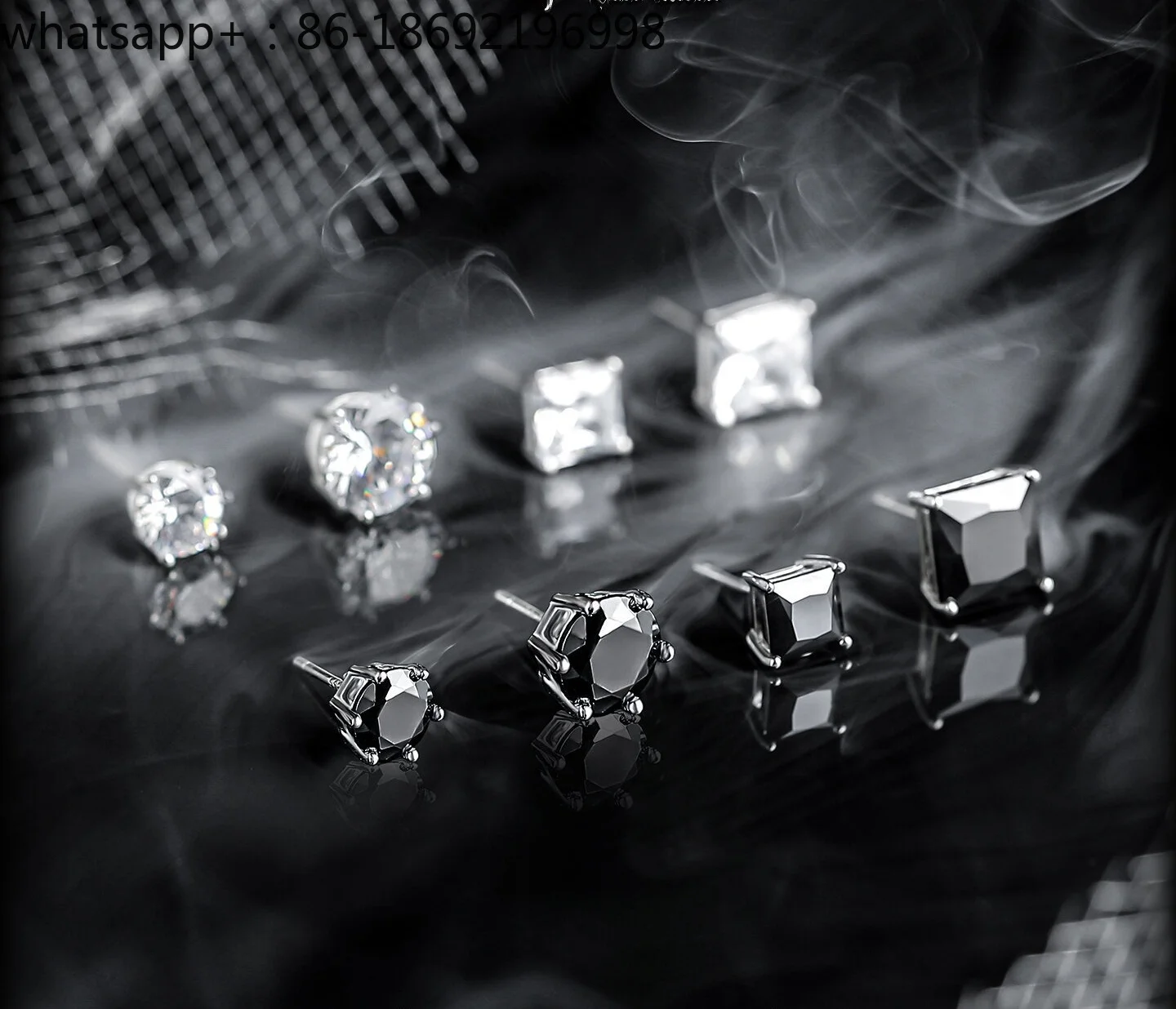 [Starry Night] Black and White Zircon 925 Silver Stud Earrings for Boys with A High Sense of Niche